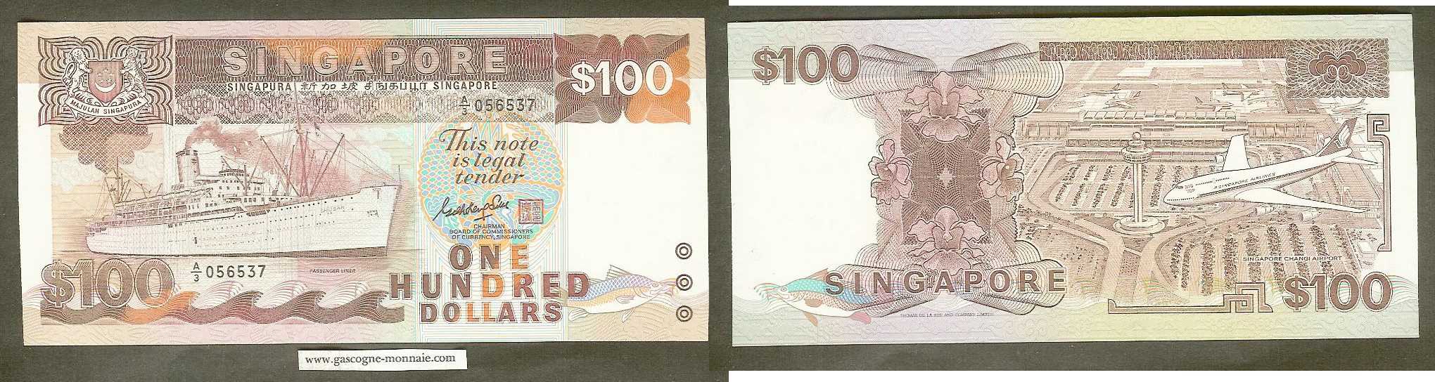 Singapore $100 1985 P 23a Unc